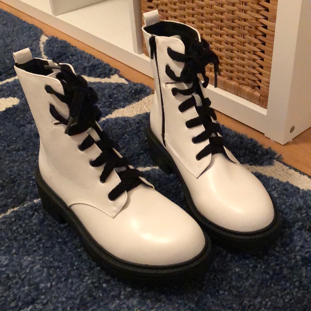 Madden Girl White Combat Boot